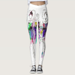 Waterverf Ballerina's: Bright Dance Illustratie Leggings