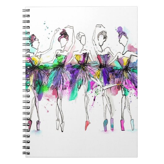 Waterverf Ballerina's: Bright Dance Illustratie Notitieboek (Voorkant)