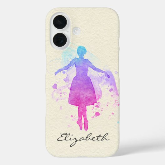 Waterverf Ballet Dancer over Pointe - Jouw naam ov Case-Mate iPhone Case (Achterkant)