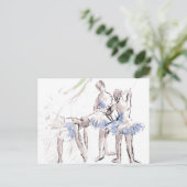 Waterverf Ballet Dancing Ballerina Briefkaart (Staand voorkant)