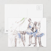 Waterverf Ballet Dancing Ballerina Briefkaart (Voorkant / Achterkant)