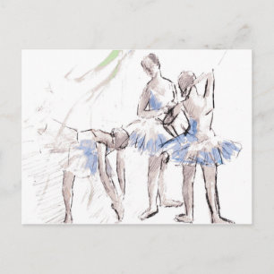 Waterverf Ballet Dancing Ballerina Briefkaart