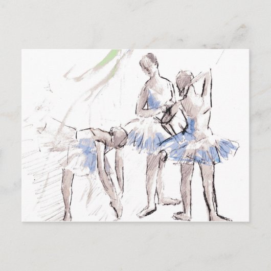 Waterverf Ballet Dancing Ballerina Briefkaart (Voorkant)