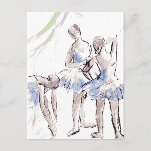 Waterverf Ballet Dancing Ballerina Briefkaart (Voorkant)