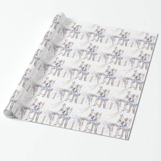 Waterverf Ballet Dancing Ballerina Cadeaupapier (Uitgerold)