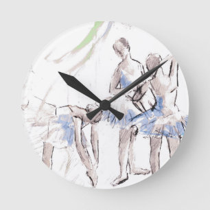 Waterverf Ballet Dancing Ballerina Ronde Klok