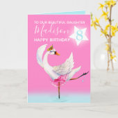 Waterverf ballet swan dochter 8e verjaardag kaart (Gele Bloem)