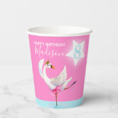 Waterverf ballet swan dochter 8e verjaardag papieren bekers (Achterkant)