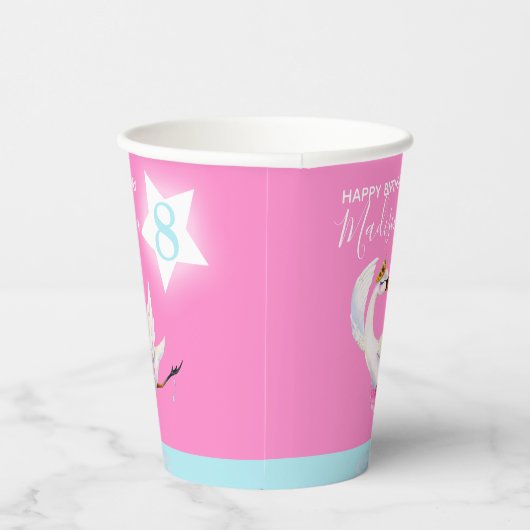 Waterverf ballet swan dochter 8e verjaardag papieren bekers (Rechts)