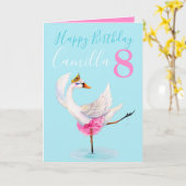Waterverf ballet swan gepersonaliseerd op 8e verja kaart (Gele Bloem)