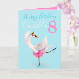Waterverf ballet swan gepersonaliseerd op 8e verja kaart