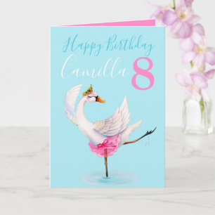 Waterverf ballet swan gepersonaliseerd op 8e verja kaart