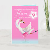 Waterverf ballet swan kleindochter 9e verjaardag kaart (Voorkant)