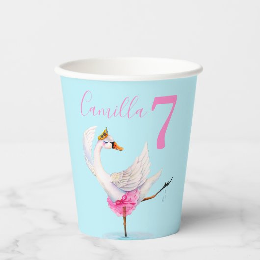 Waterverf ballet swan op maat 7 jaar papieren bekers (Voorkant)
