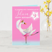 Waterverf ballet zwaan kleindochter 9e verjaardag kaart (Gele Bloem)