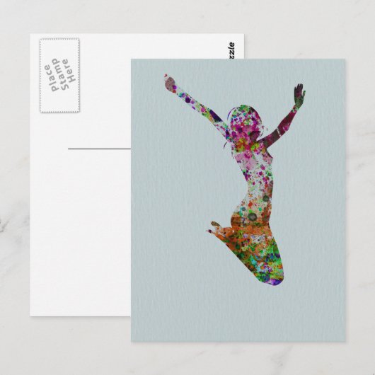 Waterverf ballette briefkaart (Voorkant / Achterkant)