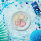 Waterverf Ballon Bunch Blue Birthday Papieren Bordje (Feest)