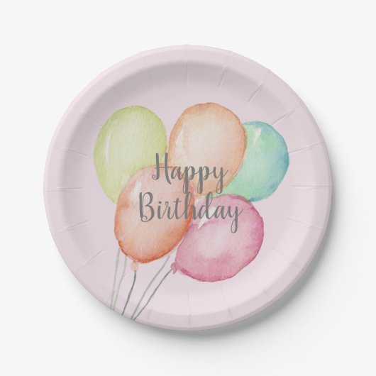 Waterverf ballon Bunch Pink Birthday Papieren Bordje (Voorkant)