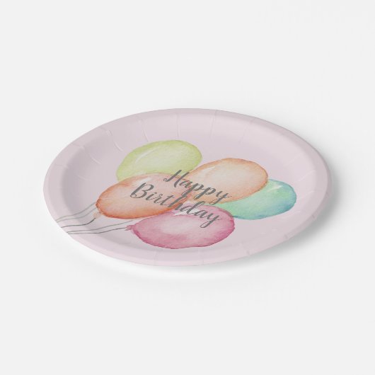 Waterverf ballon Bunch Pink Birthday Papieren Bordje (Gekanteld)
