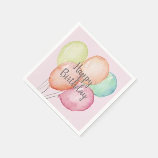 Waterverf ballon Bunch Pink Birthday Servet (Hoek)