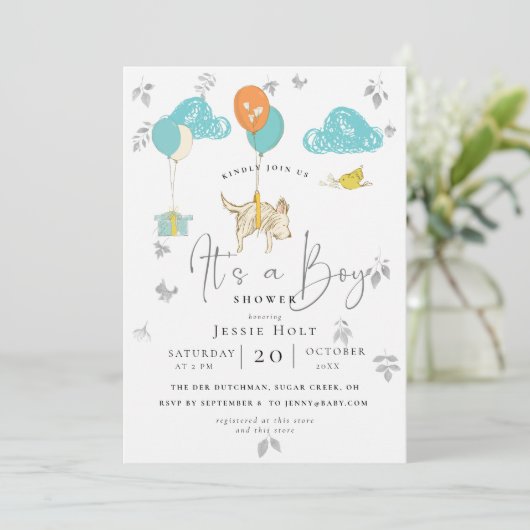 Waterverf ballon, pop-upbaby, schoenen kaart (Staand voorkant)