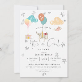 Waterverf ballon Puppy Baby Girl Shower Kaart