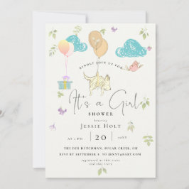 Waterverf ballon Puppy Baby Girl Shower Kaart
