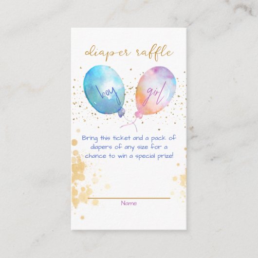 Waterverf Ballon Roze Blauwe Twin Diaper affle Informatiekaartje (Voorkant)