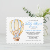 Waterverf Ballon Teddy Bear Blue Shower per mail Kaart (Staand voorkant)