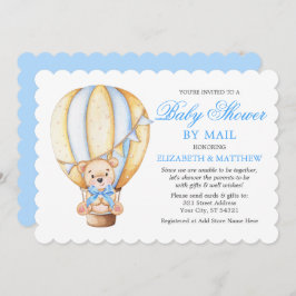 Waterverf Ballon Teddy Bear Blue Shower per mail Kaart