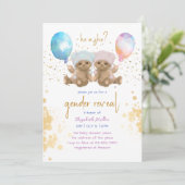 Waterverf Ballon Teddy Bear Funny Gender onthullin Kaart (Staand voorkant)