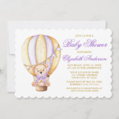 Waterverf Ballon Teddy Bear Paars Baby shower Kaart (Voorkant)