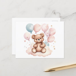 Waterverf ballon teddybeer briefkaart