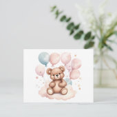 Waterverf ballon teddybeer briefkaart (Staand voorkant)