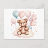 Waterverf ballon teddybeer briefkaart (Voorkant)