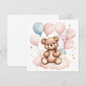 Waterverf Ballon Teddybeer Kaart (Voorkant / Achterkant)