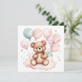 Waterverf Ballon Teddybeer Kaart (Staand voorkant)