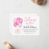 Waterverf ballon Virtueel Baby shower nodigt kaart Notitiekaartje (Voorkant / Achterkant in situ)