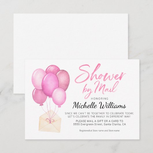 Waterverf ballon Virtueel Baby shower nodigt kaart Notitiekaartje (Voorkant / Achterkant)