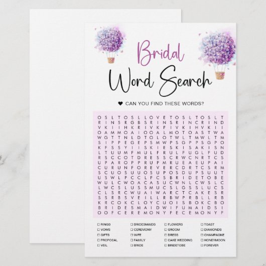 Waterverf ballonbloemen | Word Zoekspel (Voorkant / Achterkant)