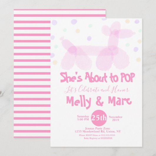 Waterverf ballondieren Confetti Baby shower Kaart (Voorkant / Achterkant)