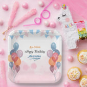 Waterverf ballonmeisje verjaardagsfeest Papier Bor Papieren Bordje (Feest)