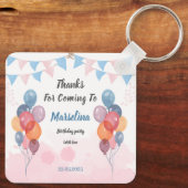 Waterverf ballonmeisje verjaardagsfeest Sleutelhan Sleutelhanger (Achterkant)