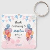 Waterverf ballonmeisje verjaardagsfeest Sleutelhan Sleutelhanger (Achterkant)