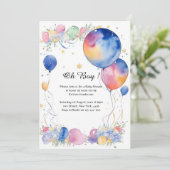 Waterverf ballonnen Baby shower uitnodiging (Staand voorkant)