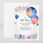 Waterverf ballonnen Baby shower uitnodiging (Voorkant / Achterkant)