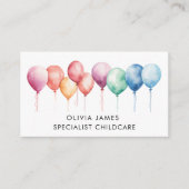 Waterverf Ballonnen Babysitter Kinderopvang Kinder Visitekaartje (Voorkant)