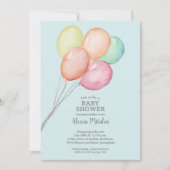 Waterverf Ballonnen Blauw Baby shower Kaart (Voorkant)