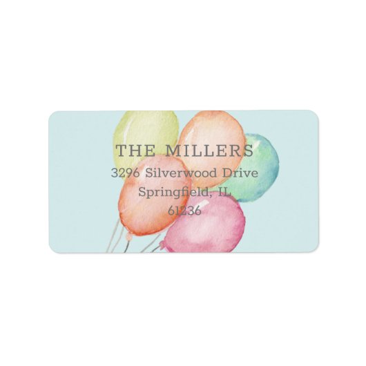 Waterverf ballonnen blauw etiket (Voorkant)