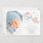 Waterverf Ballonnen en Beer, Photo Boy Baptism Kaart (Voorkant)